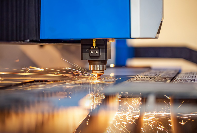 a laser cutting machine with sparks